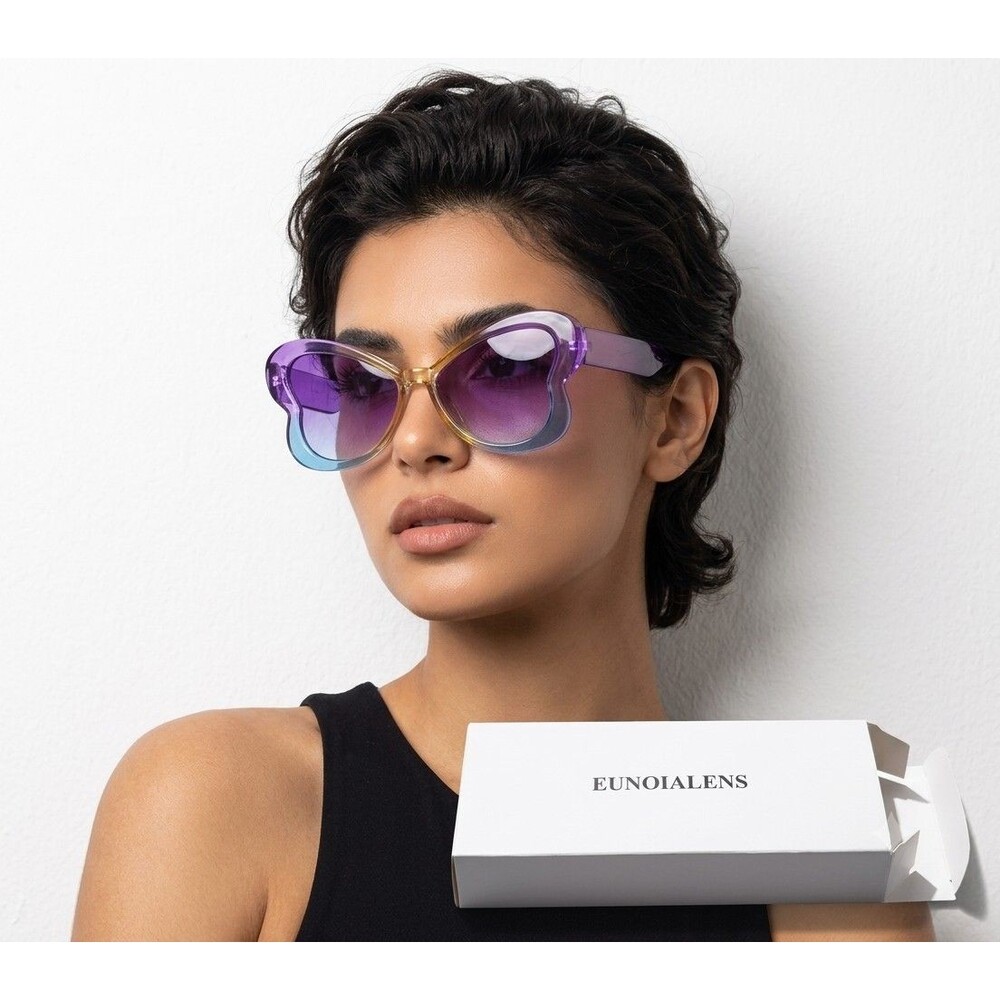 Eunoialens Y2K Oversized Butterfly Sunglasses Purple Hombre